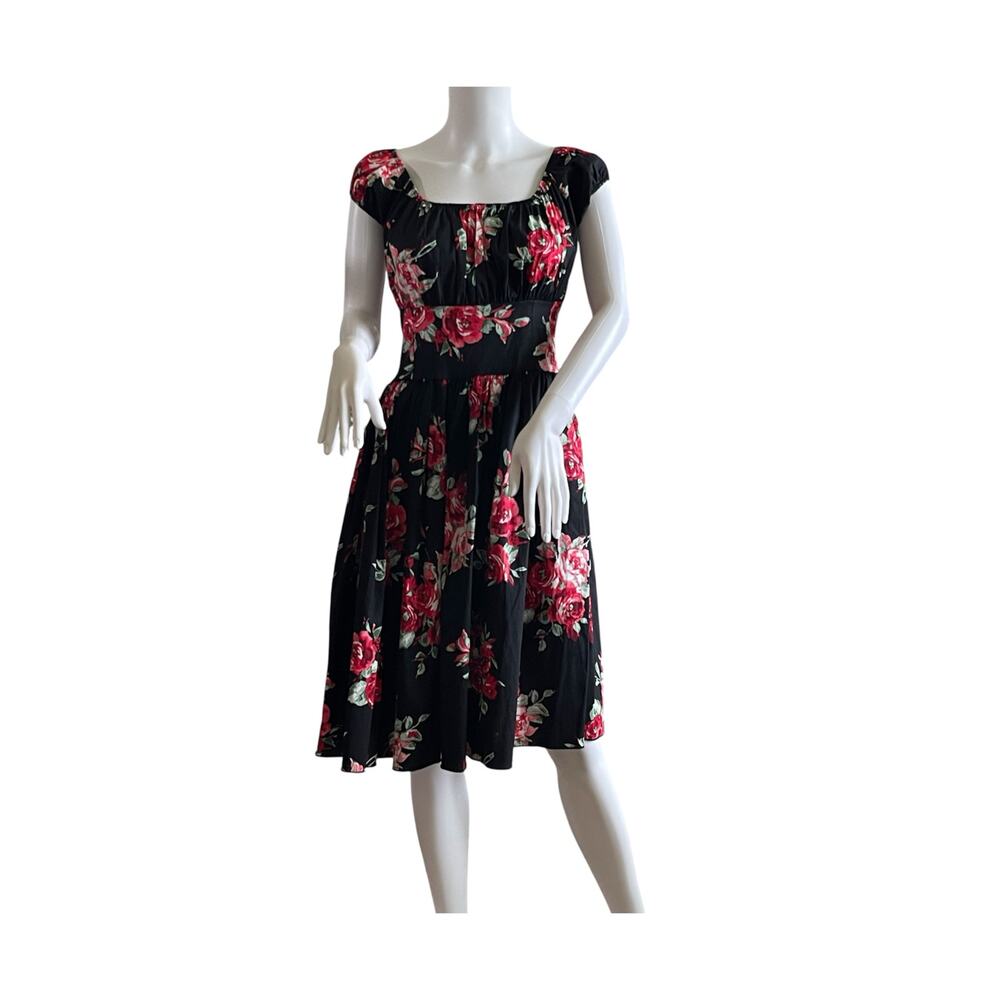Sara USA Black Floral Off the Shoulder Dress Size Small